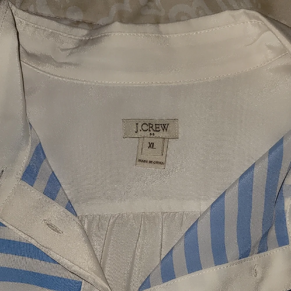 J. Crew Blue and White Striped Shirt Sz: XL